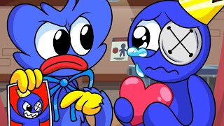 Huggy Wuggy vs BLUE 🎤 FNF Playtime but Rainbow Friends Animation [upl. by Kerry]