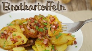 Knusprige Bratkartoffeln aus gekochten Kartoffeln mit Speck amp Zwiebeln [upl. by Bartholomew249]