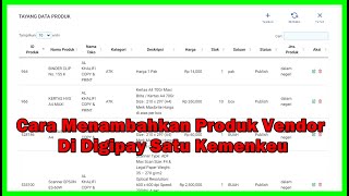 Cara Menambahkan Produk Vendor Di Digipay Satu Kemenkeu [upl. by Laurens141]