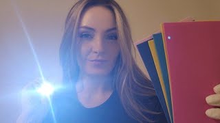 ASMR Cranial Nerve Exam Eye Exam Ear Exam Lice Tattoo TSA Pat Down compilation [upl. by Harve464]