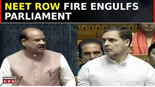 Rahul Gandhi Raises NEET Row In Parliament Lok Sabha Adjourned Amid Ruckus  Top News [upl. by Aiekram]