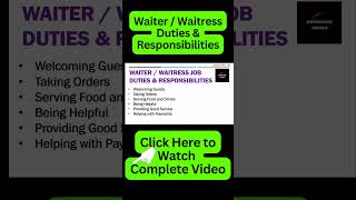 Waiter Responsibility  Duties and Responsibilities of Waiter or Waitress [upl. by Acisey]