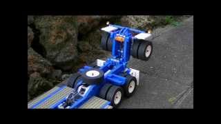 Lowboy trailer with flip axle in LEGO [upl. by Neit]