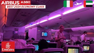 BEST 2024 ECONOMY CLASS Emirates A380 Trip Report from Milan to Dubai [upl. by Theall]