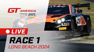 LIVE  Race 1  Long Beach Grand Prix  GT America powered by AWS [upl. by Airdnala]