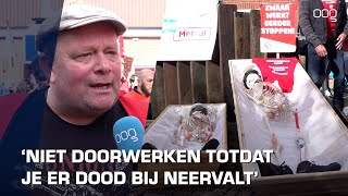 Bouwvakkers en metaalarbeiders voeren actie in Stad en bezetten kantoor VNONCW [upl. by Aihsemak]