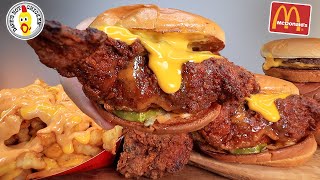 ASMR MUKBANG DAVES HOT CHICKEN SPICY CHICKEN TENDERS MCDONALDS BURGER amp FRIES CHEESE FRIES [upl. by Llenad608]