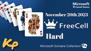 Microsoft Solitaire Collection  Daily Challenge  FreeCell Hard  November 20th 2023  20231120 [upl. by Brothers756]