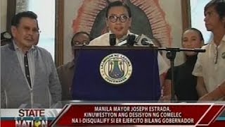 Disqualified Laguna Gov ER Ejercito umalis na sa kapitolyo matapos kumbinsihin ni Mayor Estrada [upl. by Remliw]