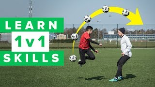 LEARN 5 COOL 1 v 1 FOOTBALL SKILLS [upl. by Aikram]