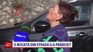 Zidul de susținere a unei străzi sa prăbușit în curtea unei familii din Brașov [upl. by Iredale]