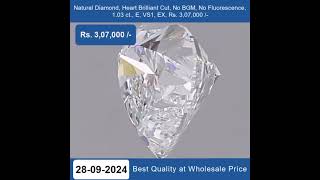 Natural Diamond Heart Brilliant Cut 103ctEColorVS1ClarityNoBGMRs307000   917678337365 [upl. by Everest]