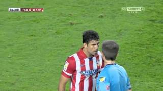 Diego Costa squares up to referee FC Barcelona vs Atletico Madrid 28082013 HD [upl. by Aileahcim]