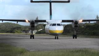 Bombardier Dash 8 300 de Havilland Canada DHC8 Bahamasair Problem with right landing light [upl. by Wynne]