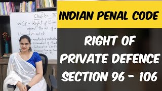 Section 96 to 106 of Indian Penal Code  Right of Private Defence IPC [upl. by Ytissac]