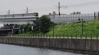 MONTREAL REM Before Noise Suppression Four Car REM at Peel Basin in Griffintown [upl. by Sidras]