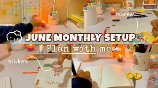 🤎🌷June Monthly planner setup✨plan with me✍🏻Monthly goals🕯️Aesthetic ￼planner setup🤍💫🧸 [upl. by Arem117]