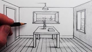 How to Draw a Room in 1Point Perspective for Beginners [upl. by Cristie755]