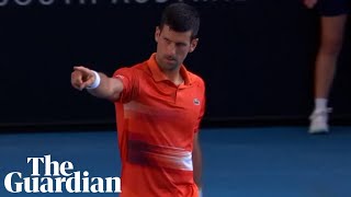 Djokovic orders team member to leave his box after losing set in Adelaide final [upl. by Yelsehc]