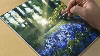 Easy Way to Paint a Morning Forest  Acrylic Painting for Beginners [upl. by Atnuahc933]