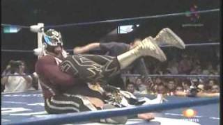 CMLL 030709 La Sombra Místico Volador Jr vs Averno Ephesto Mephisto 23 [upl. by Etselec944]