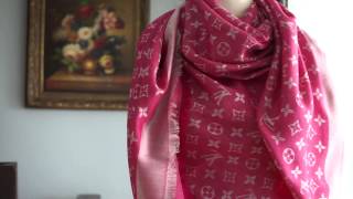 Authentic Louis Vuitton LV Monogram Denim Scarf Shawl Review Unboxing Pink Buy [upl. by Chlores209]