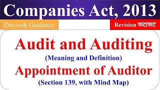 Audit Auditing Auditor Appointment of Auditor Companies Act 2013 company law mba bba bcom [upl. by Gusty88]