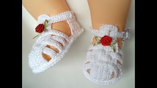 Sandalia melissa a crochet 0 a 3 meses [upl. by Yeznil]