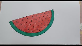 Easy drawing of watermeloninterested and attractive drawingfor beginners and children [upl. by Fernanda677]