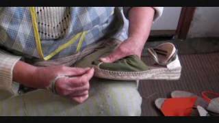 How traditional espadrilles are hand sewn in la Rioja Spain  alpargatas  how to make espadrilles [upl. by Hujsak]