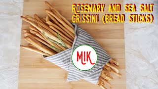 Italian breadsticks grissini with rosemary and sea salt Grissini rosmarino e sale marino [upl. by Haimrej435]