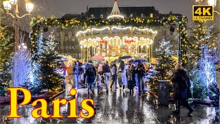 Paris France🇫🇷  Beautiful Christmas Village in Paris 4K  Paris 4K  A Walk In Paris [upl. by Erinna64]