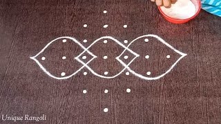 Easy kolam with 7 dots  Simple rangoli with 7 dots  Chikku muggu  Tippudu muggu by Unique Rangoli [upl. by Jedidiah]