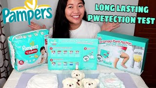 BEST BABY DIAPER  PAMPERS LONGLASTING PWETECTION TEST [upl. by Lativa]