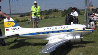 GIANT RC MODEL AIRCRAFT DOUGLAS DC3 LUFTHANSA SCALE 1960 DCADE RC PLANE [upl. by Adelind303]