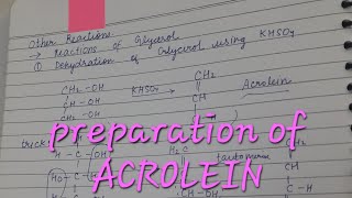 PREPARATION OF ACROLEIN  organic chemistry  jee 5 min concept [upl. by Attenwad]