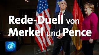 Merkel und Pence im RedeDuell auf der Münchner Sicherheitskonferenz [upl. by Marla]