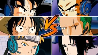 LUFFY GOKU Y NARUTO VS ZORO VEGETA Y SASUKE JUMP FORCE  FactyKilian [upl. by Norrie864]