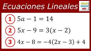 ECUACIONES LINEALES  Ejercicios 1 2 y 3 [upl. by Nsaj]