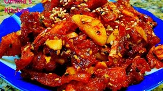 Sweet amp Spicy Korean Stir Fried Dried Pollock Fish Side Dish 황태북어볶음 by Ommas Kitchen [upl. by Nyledam]