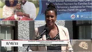 Mayor Bowser Announces OneTime BacktoSchool Payment for DC Families Receiving TANF 81822 [upl. by Eerak]