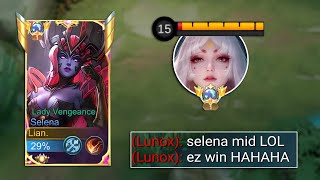 GOODBYE TOP GLOBAL LUNOX ☠️ THIS NEW META SELENA MID LANE IS THE BEST COUNTER FOR LUNOX [upl. by Ebert793]