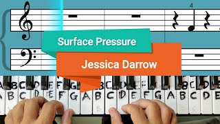 Surface Pressure Jessica Darrow piano essentials for beginner cover song [upl. by Lesiram]