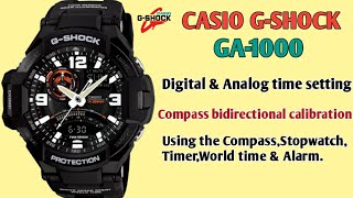 How to set timecompassalarmworld time on a Casio GShock GA1000  TrendWatchLab Casio 5302 [upl. by Ileak]