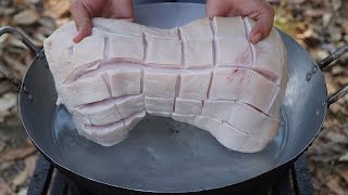 Fried Pork Belly Recipe  Delicious Red Braised Pork Belly Cooking in Village [upl. by Ainevul848]