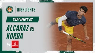 Alcaraz vs Korda Round 3 Highlights  RolandGarros 2024 [upl. by Glialentn991]