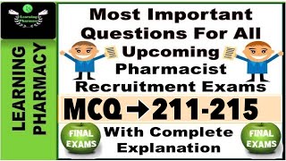 MCQ 211215  Government Pharmacy Exams Preparation  With Complete Explanation  In Hindi [upl. by Necyrb]