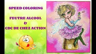 speed coloring avec feutre alcool et cdc de chez Action coloriage artthérapie [upl. by Anait581]