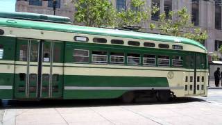 Muni FLine Streetcar 1051 Municipal Railway  Market St amp 9th St San Francisco California [upl. by Gualtiero]