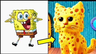 SpongeBob SquarePants as CATS  All Characters [upl. by Ludie544]